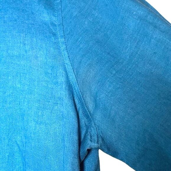J. Jill Women’s Love Linen Long Sleeve Button Down Shirt Aqua Blue Size Medium - Picture 10 of 10
